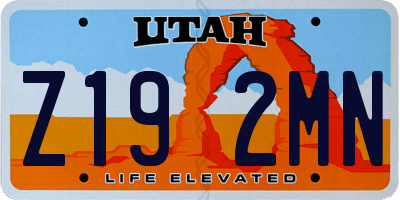 UT license plate Z192MN