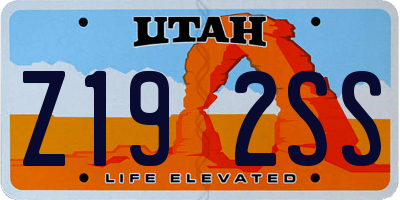 UT license plate Z192SS