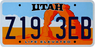 UT license plate Z193EB