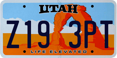 UT license plate Z193PT