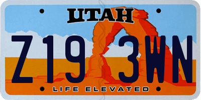 UT license plate Z193WN