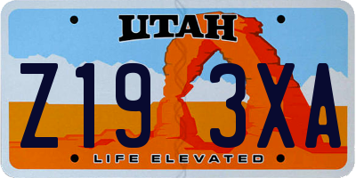 UT license plate Z193XA