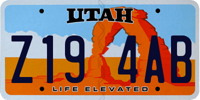 UT license plate Z194AB