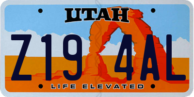 UT license plate Z194AL