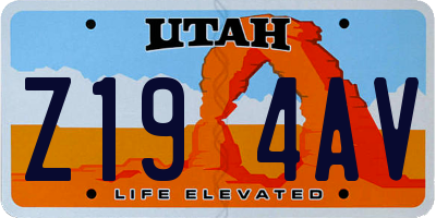 UT license plate Z194AV