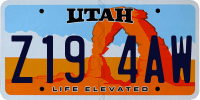 UT license plate Z194AW