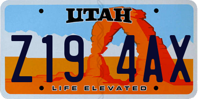 UT license plate Z194AX