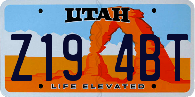 UT license plate Z194BT