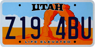 UT license plate Z194BU