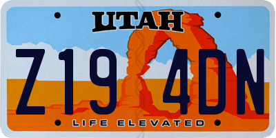 UT license plate Z194DN