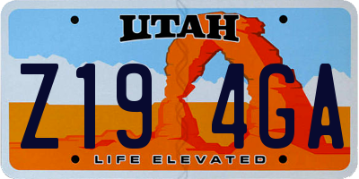 UT license plate Z194GA