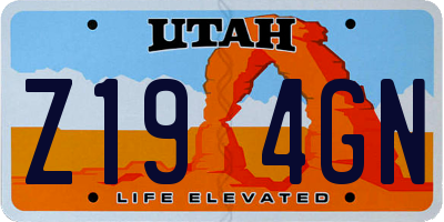 UT license plate Z194GN