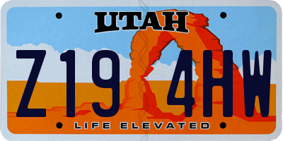 UT license plate Z194HW