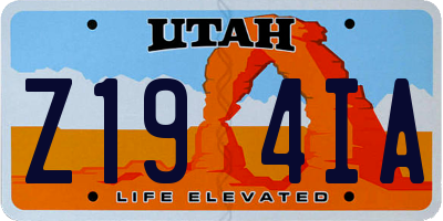UT license plate Z194IA