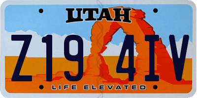 UT license plate Z194IV