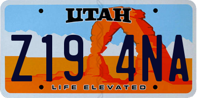 UT license plate Z194NA