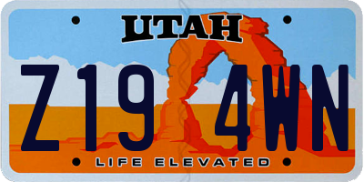 UT license plate Z194WN