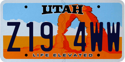 UT license plate Z194WW