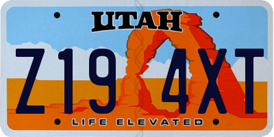 UT license plate Z194XT