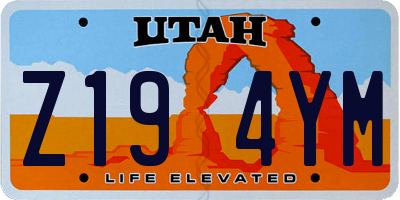 UT license plate Z194YM