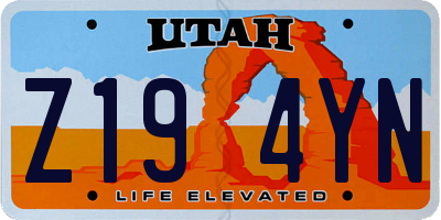 UT license plate Z194YN