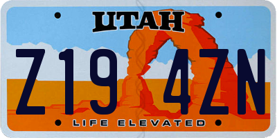 UT license plate Z194ZN
