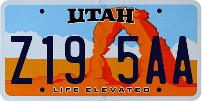 UT license plate Z195AA