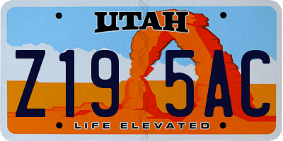UT license plate Z195AC