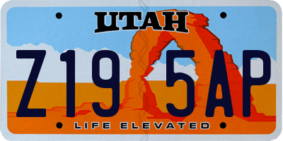 UT license plate Z195AP