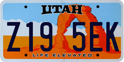 UT license plate Z195EK