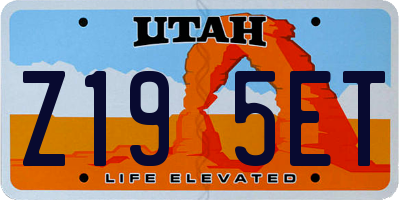 UT license plate Z195ET