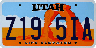 UT license plate Z195IA