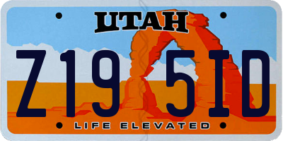 UT license plate Z195ID