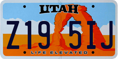 UT license plate Z195IJ