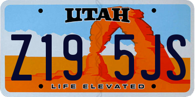 UT license plate Z195JS