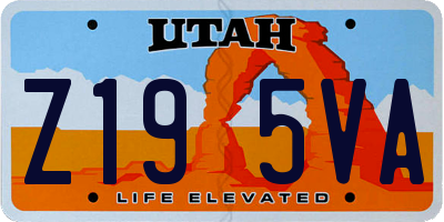 UT license plate Z195VA
