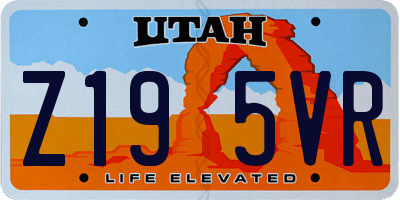 UT license plate Z195VR