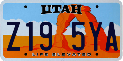 UT license plate Z195YA