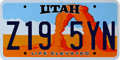 UT license plate Z195YN