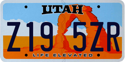 UT license plate Z195ZR