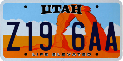 UT license plate Z196AA