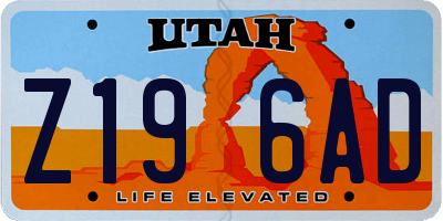UT license plate Z196AD