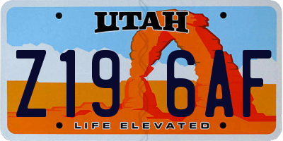 UT license plate Z196AF