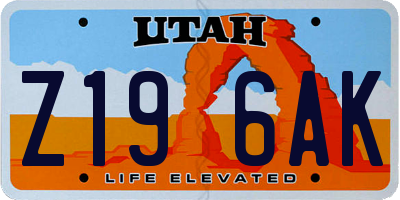 UT license plate Z196AK