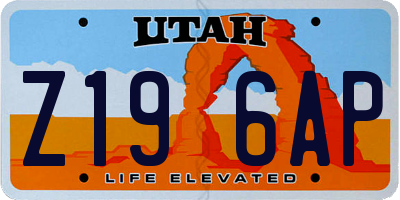 UT license plate Z196AP