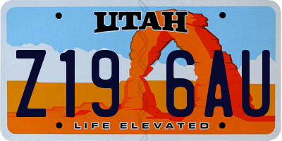 UT license plate Z196AU