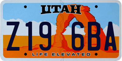 UT license plate Z196BA