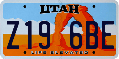 UT license plate Z196BE