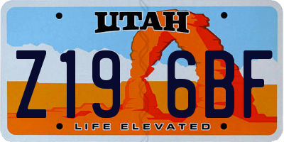 UT license plate Z196BF