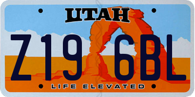 UT license plate Z196BL
